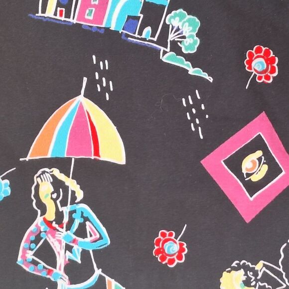 ATTYRE NY Colorful Skort 8P Black with Brite Multi Retro Fun City Ladies Print - Picture 12 of 16